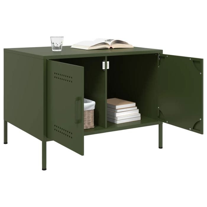 VidaXL Coffee Table, Side Table with Legs, End Table with Door, Living Room Storage Furniture, Olive Green 843034