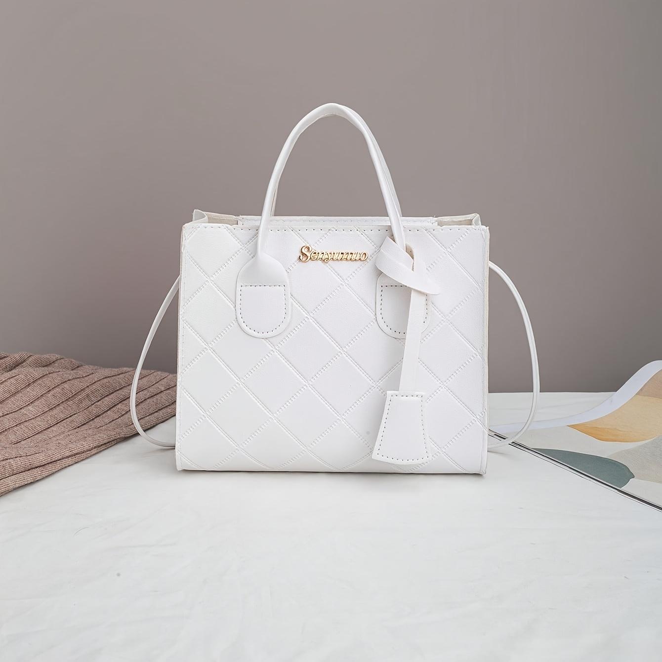 Xykk01 Women's White Handbag, Fashion Embossed Tote Bag
