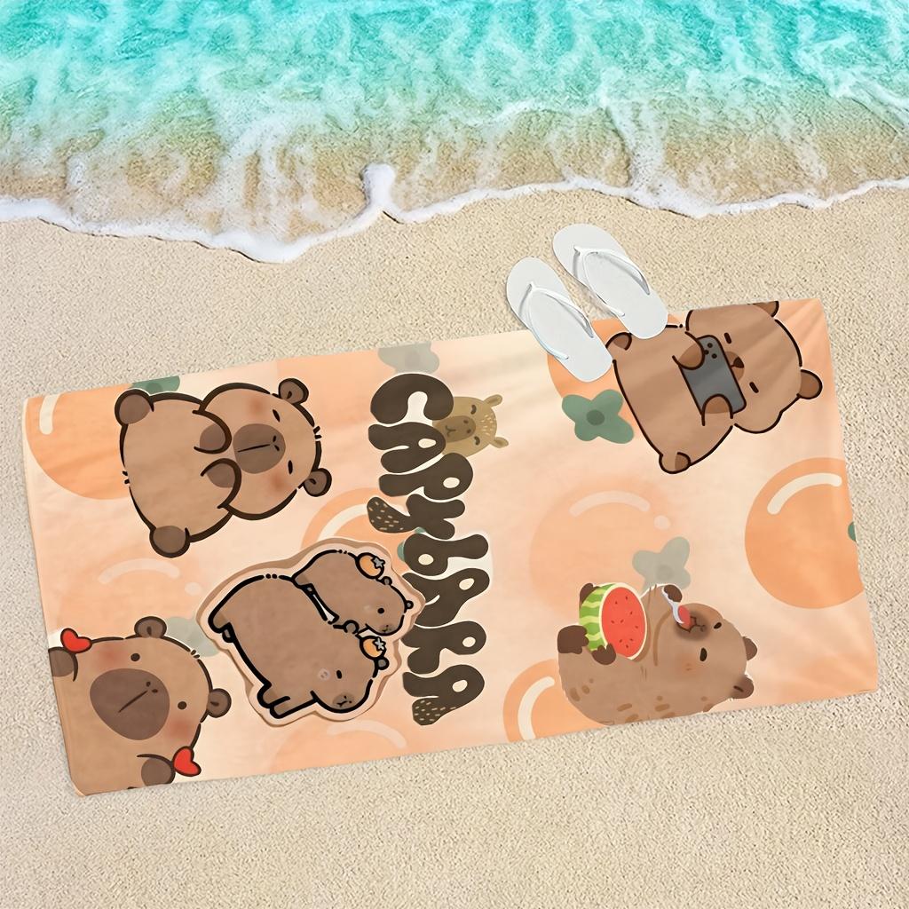 1 pièce Capybara Caricature Capybaras Design Capybara Serviette Douce Microfibre Drap de Bain Convient pour la Plage, Mignon Capybara Thème Cadeau pour