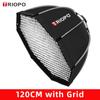 TRIOPO 55cm 65cm 90cm 120cm Foldable Octagon Softbox Bowens Mount for Sokani X100 COLBOR CL60 Godox Aputure LED Video Light