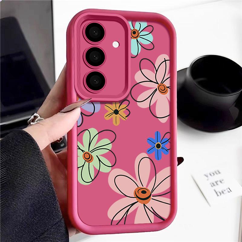 Cute Cartoon Flower Case For Samsung Galaxy S25 S24 Ultra S23 S22 Plus S21 S20 FE A15 A16 A26 A34 A35 A36 A54 A55 A56 5G Capa