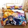 3D Anime Sword God Domain Bedding Set Printed Bed Set With Pillowcase Bed Duvet Cover Soft Single Double Queen Super King Size