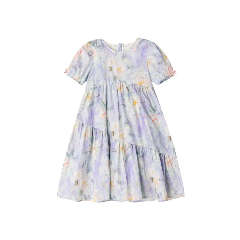 Deesha Girls' Fashion Puff Sleeve Cotton A-line Dress