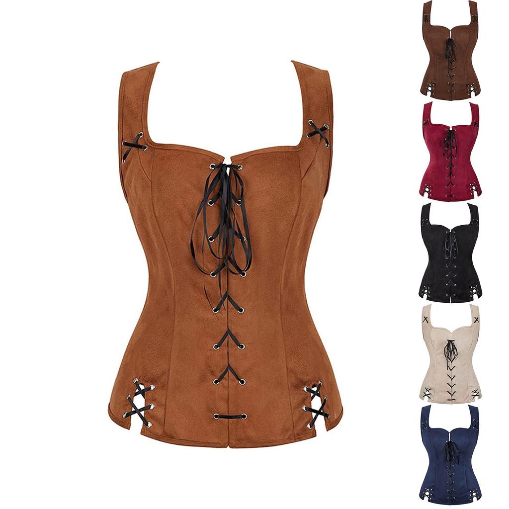 Medievals Vest Retro Sleeveless Top Vest Court Gentleman Lace-up Vest