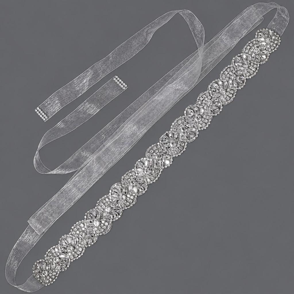 Elegant Silver Rhinestone Wedding Belt – Versatile High-End Dress Accessory for Fashion Shows and Performances