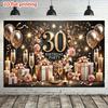 2D Glitter 30th Birthday Background Cloth, Black Gold Candle & Flower Wall Hanging
