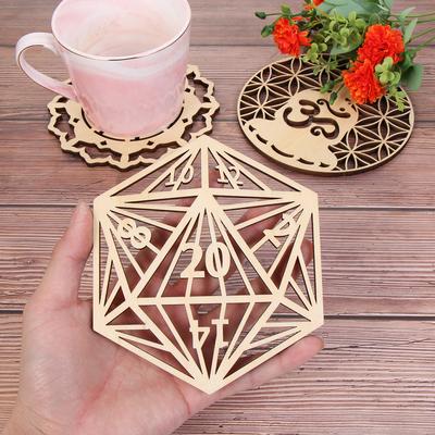 14cm Holz-Wandschild Blume des Lebens Form Untersetzer Laserschnitt Holz-Wandkunst DIY Basteln Geometrisches Ornament Heimdekoration