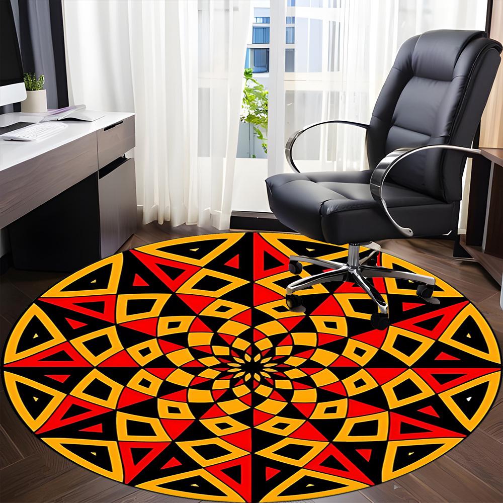 1pc mandala pattern Office Round Area Rug, Indoor Mat Suitable ForOffice, Under Office Chairs Bedroom Living Room Home Decor, Room Deco D043