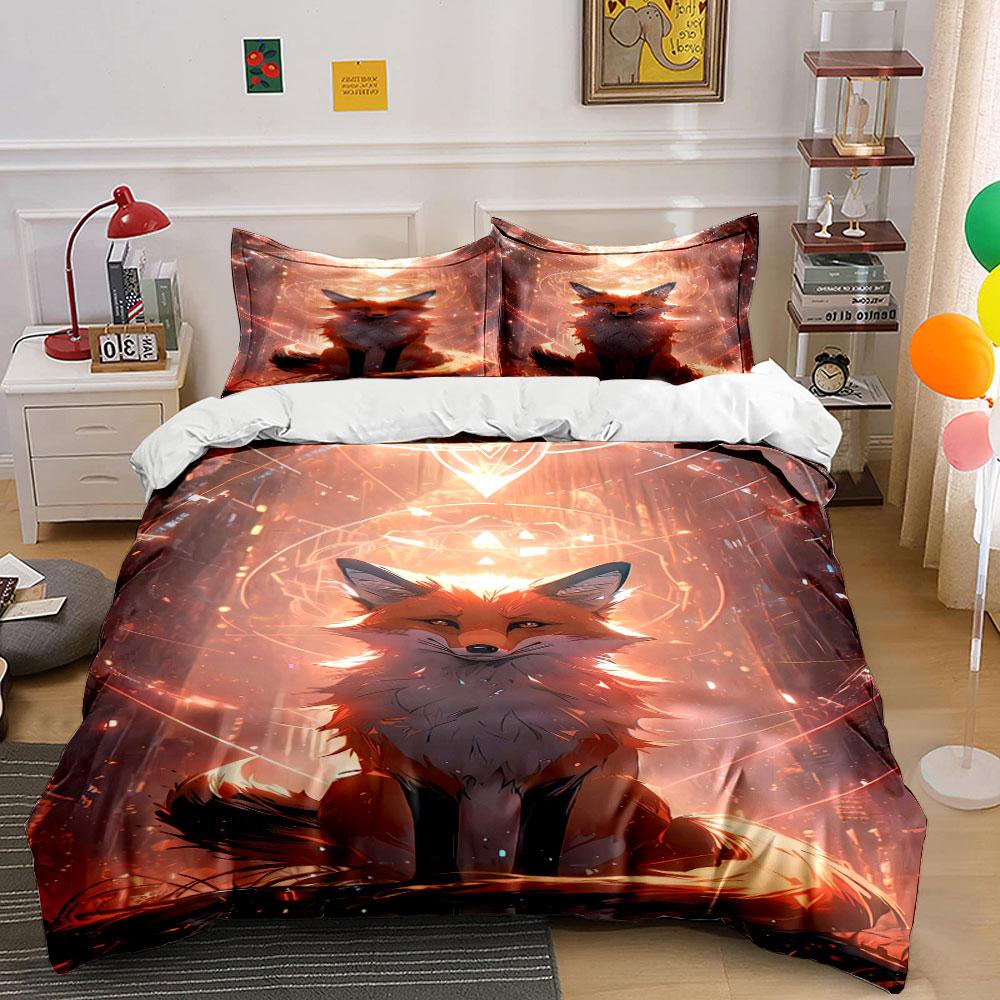 Fox with glowing patterns. Bedding sets Duvet cover sets Duvet covers Pillowcases(1*Duvet Cover 2*Pillowcases without duvet insert)