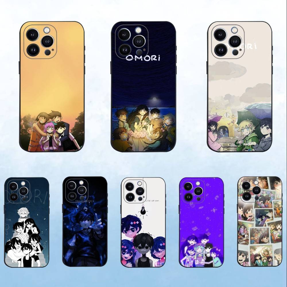 Epc O-Omori cartoon Phone Case For iPhone 16,15,14,13,12,11 Plus,Pro Max,XS,X,XR,SE,Mini,8,7,Soft Silicone Black Cover