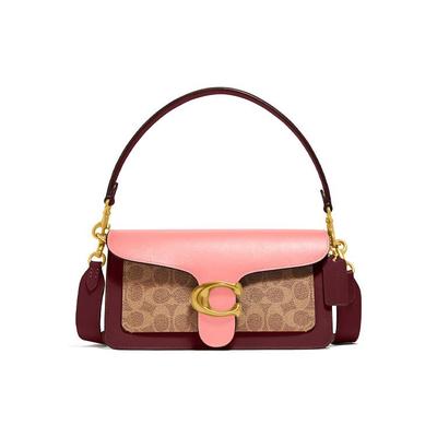Tabby 26 Logo Classico Tracolla Larga Tela e Pelle Borsa a Spalla da Sotto Braccio Donna borse da donna Rosa Fiore di Ciliegio Marrone 4606-B4SZC