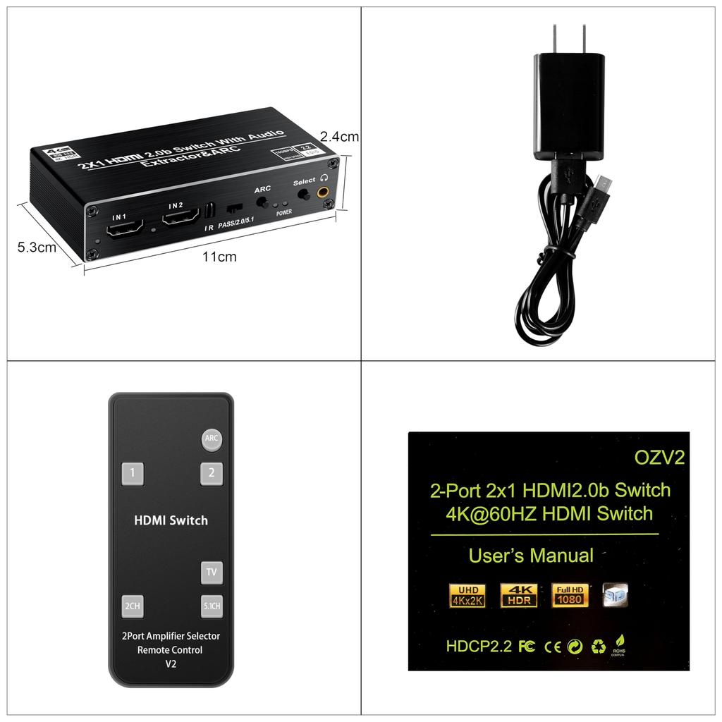 Avedio Links HDMI Audio Optical Digital HDMI 2 1 Remote Control HDMI B Audio Optical SPDIF Coaxial Analog RCA Stereo Compatible with Home and More