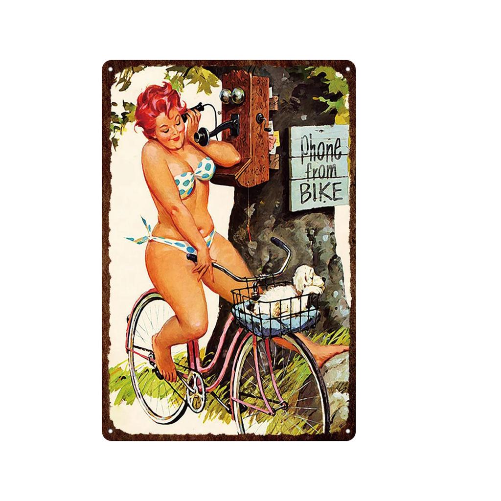 Iron Painting Elegant Pin Up Girl Retro Posters Tin Sign Metal Sign Decor Wall Women Portrait Bar Pub Club Man Cave Pictures