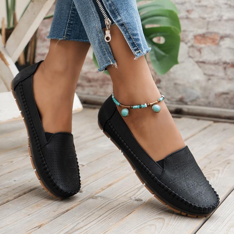 E-commerce solid color retro women flat bottom trend comfortable low heel