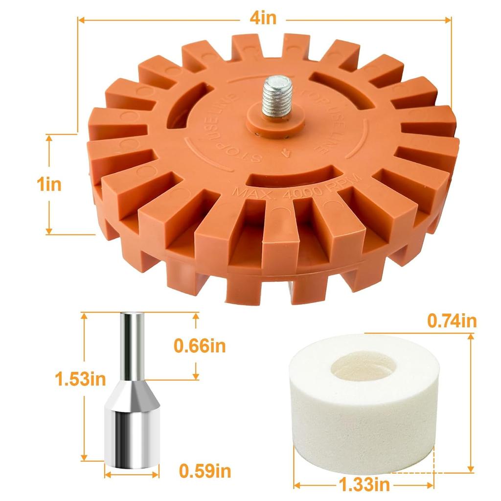 2 Packs Of Sticker Remover Rubber Wheels, 4-Inch Rubber Wheels With Drill Bit Adapters, Are Cleaning Tools For Removing Decals, Tapes, And Vinyl