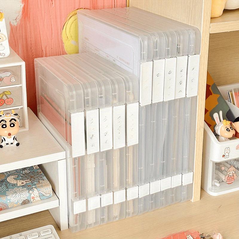 1pc A4 File Storage Box Transparent File Contract Classification Bills Sorting Office Document Case Organizer Supplies Dustproof Box