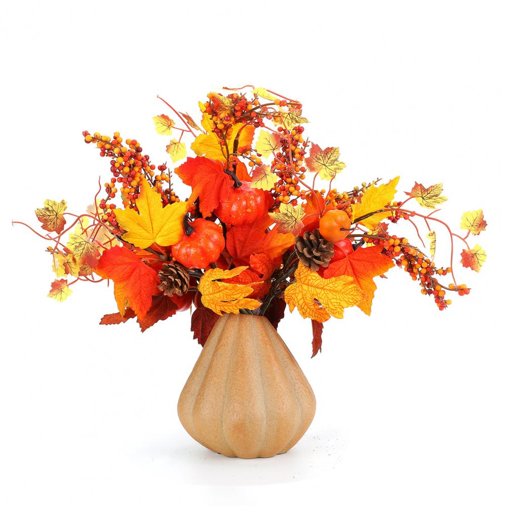 Faux Maple Leaves Autumn Themed Decoration Vibrant Artificial Maple Leaves Branches for Fall Decor Realistic Looking for Flower