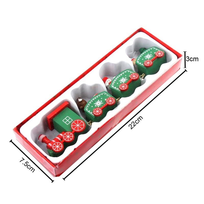 Christmas Train Painted Wood Christmas Decoration for Home with Santa Bear Xmas Kid Toys Gift