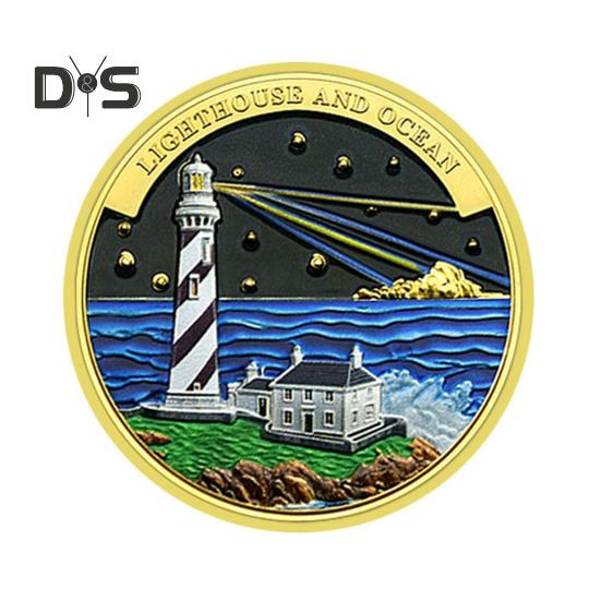 

Монета Lighthouse Ocean Coin Металева колекційна монета Сувенірна монета, що надихає на далеку подорож, для самостійної колекції B золотистий