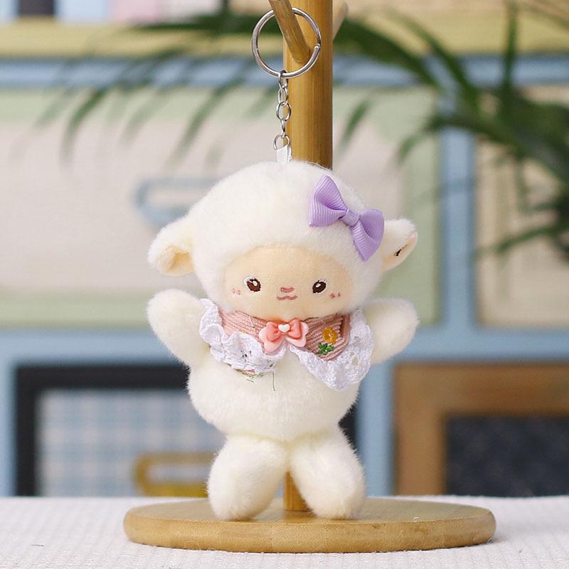 Soft Plush Sheep Keychain Cute Fluffy Appearance Bag Pendant Sturdy Key Accessory for Handbag Decor Holiday Gifts