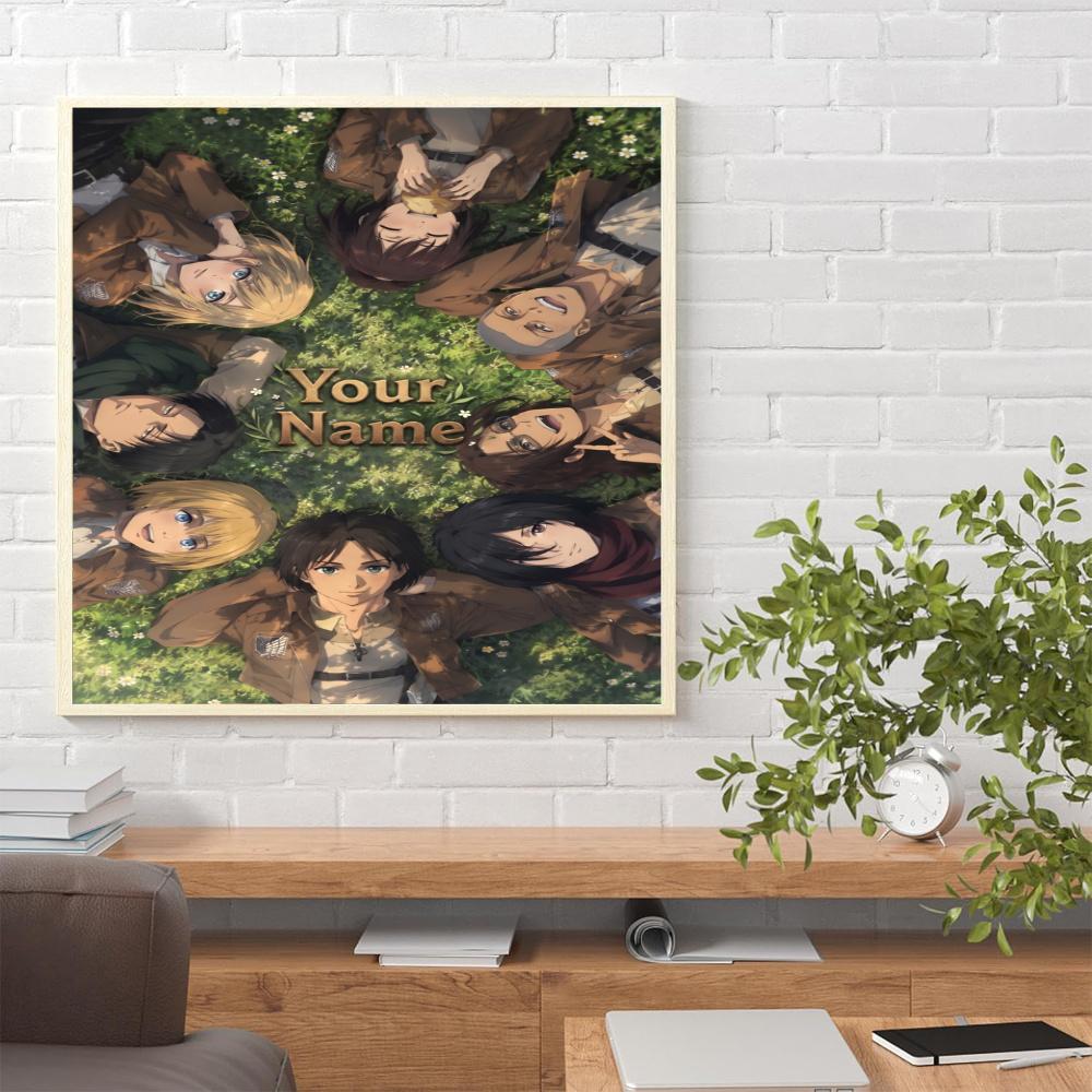 Attack Titan Customize Your Name Diamond Painting Round Diamond Diy Frameless Holiday Artwork Suitable For Home Office Wall Decoration