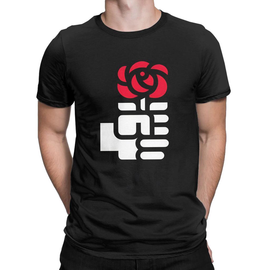 Men Psoe Logo Pedro Sanchez T Shirts Cotton Tops Vintage Short Sleeve Crewneck Tees Plus Size Tshirts
