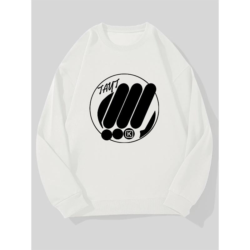 Men's Letter Graphic Casual Crewneck Sweatshirt, Loose Fit, Long Sleeve Top, Smooth Soft Breathable, Suitable for Home and Outdoor