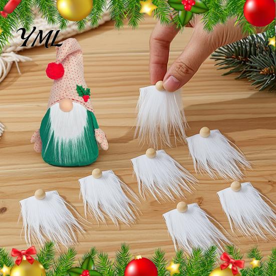 White Black Gnome Beards 12Pcs Beard And Nose Kit, DIY Christmas Craft Supplies with Faux Fur Fabric for Crafts Plush Wooden Ball Noses Doll