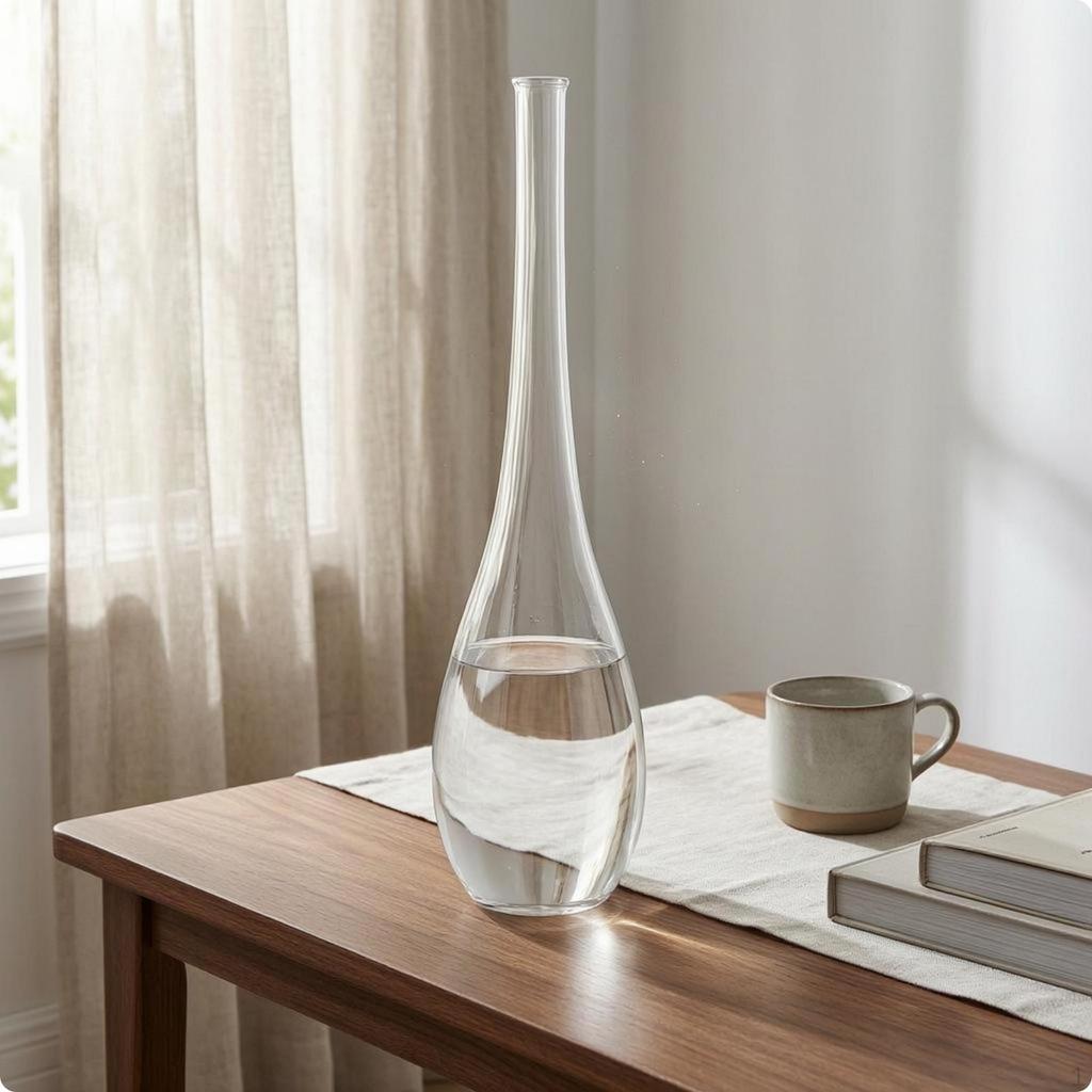 Clear Glass Vase Stable Flat Base Small Transparent Decor Piece for Floral Arrangements,