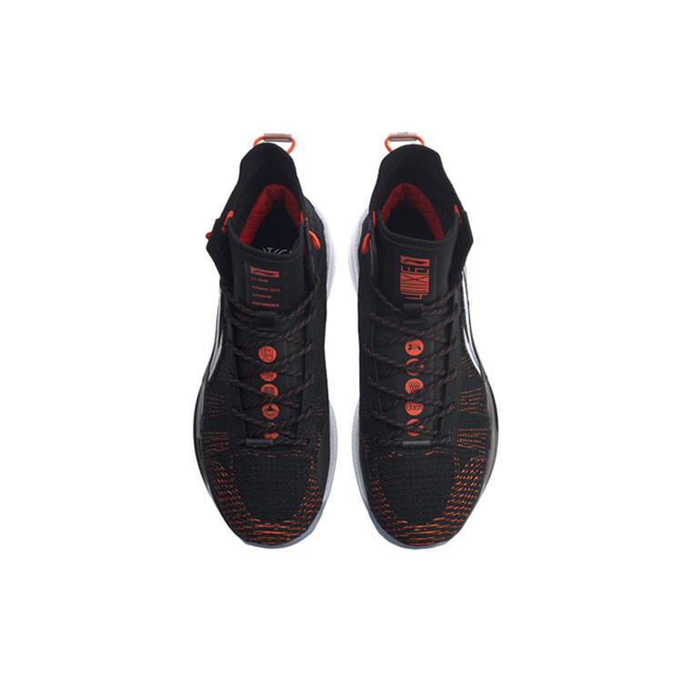 Li Ning YuShuai 13 Boom Fabric Slip Resistant Abrasion Resistant High Top Basketball Shoes Men's Black Orange ABAP031-2