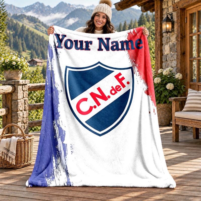 Club Nacional Football Custom Name Flannel Blanket Personalized Soft Warm Plush Throw Blanket Customized Gift for Family Friends