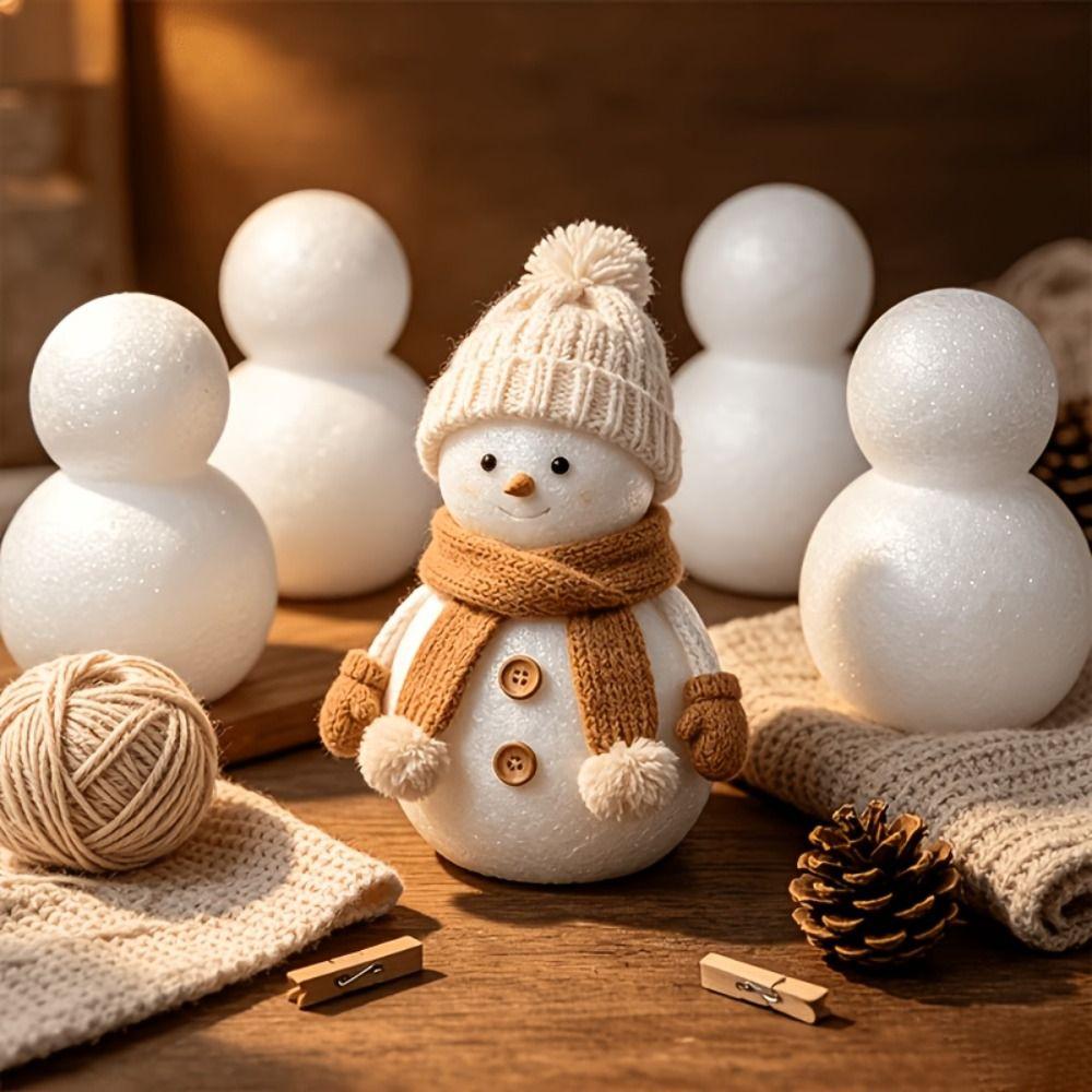 10 pcs Handmade DIY Painting Snowman Styrofoam Snowman Foam Models Holiday Party Favor