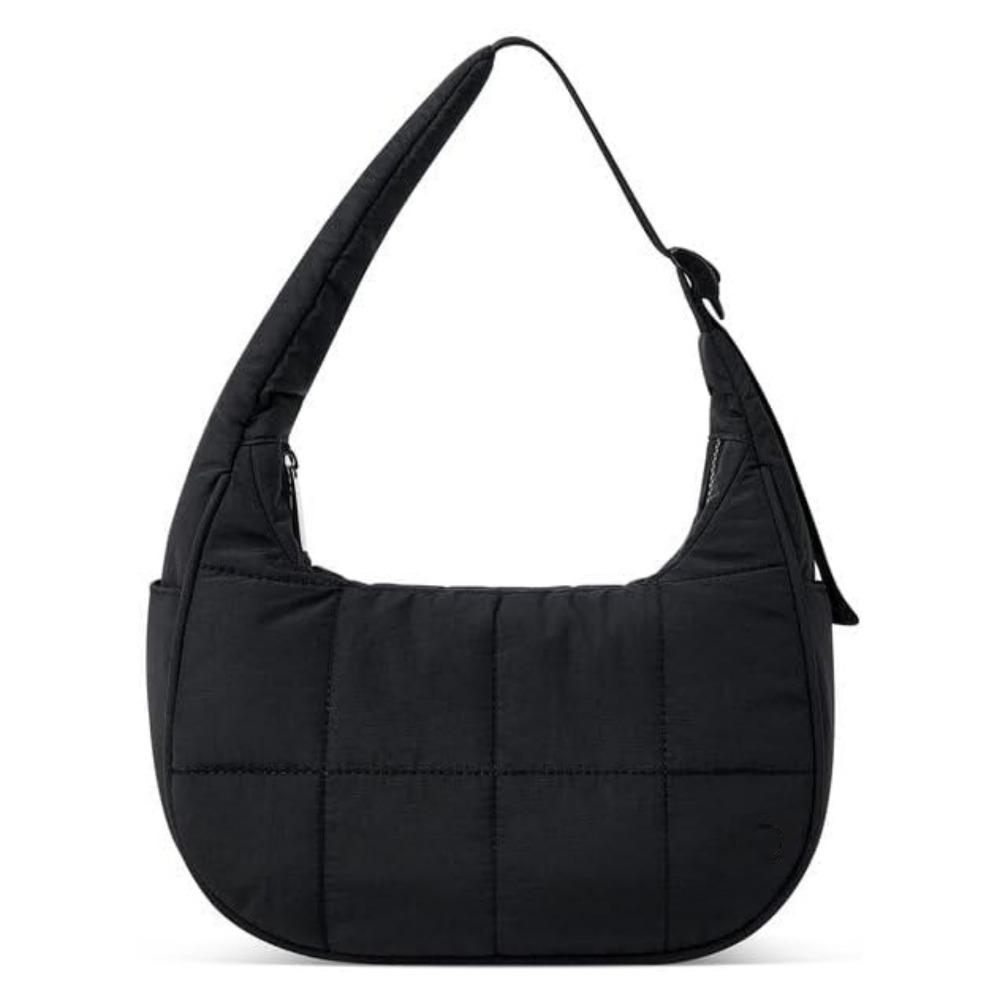 

New with Adjustable Strap Handbag Large Capacity Nylon Underarm Bag Quilted Waterproof Puffer Shoulder Bag Gift чёрный