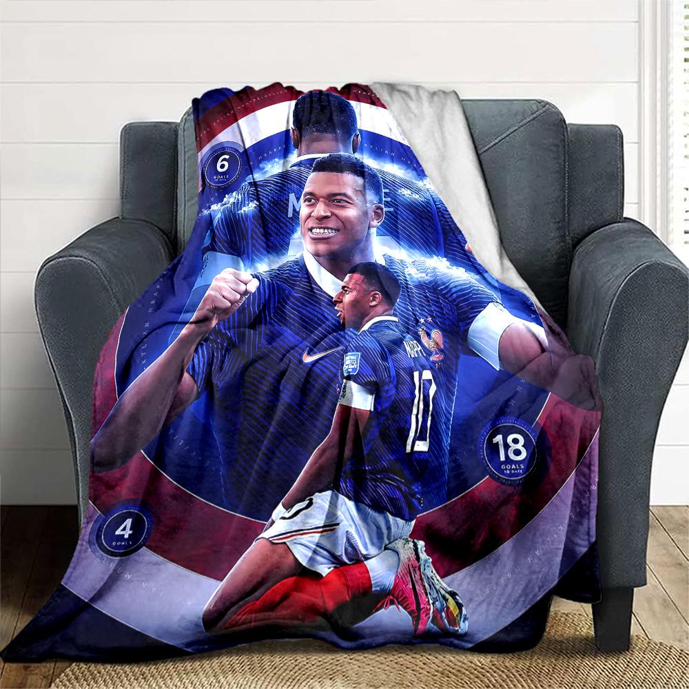 Mbappe's Dynamic Celebration Blanket Soft & Cozy Suitable for Chair Livingroom Bedding Four Seasons Multipurpose Warmthful Decor