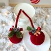 Velvet Christmas Ball Flocked Hanging Ornament Bells Hanging Pendant for Christmas Window Storefront Home Decor