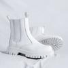 Men's Leisure High Top Chimney Boots Black White Shoes Cowboy Genuine Leather Boot Platform Long Chelsea Botas Hombre Zapatos