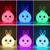 Silicone LED Night Light, Cute Rabbit Nursery Lamp, Tap Control 7-Color Breathing Light for Children, USB Rechargeable