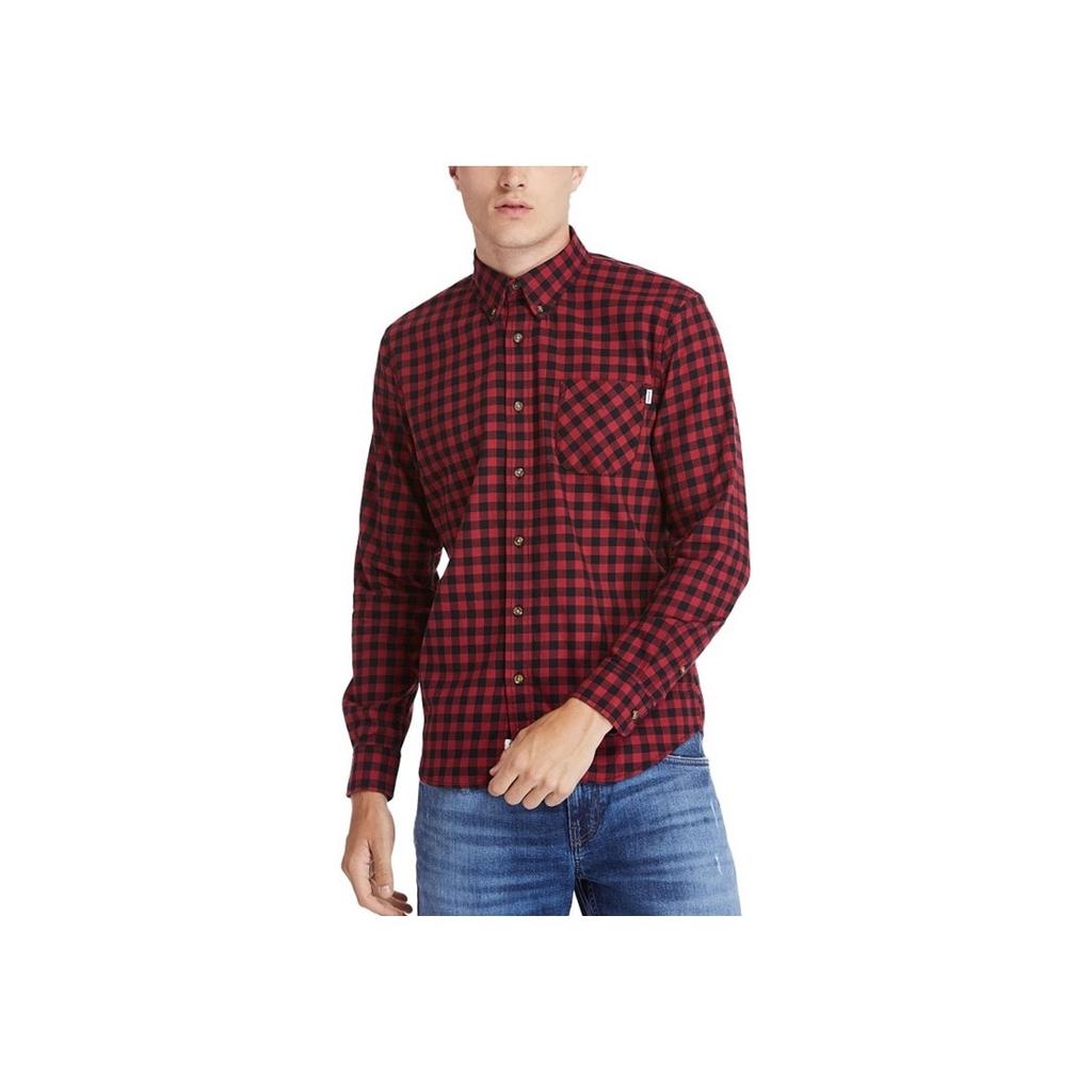 Timberland Urban Outdoor Series Breathable Plaid Long Sleeve Shirt Men Shirts Dusty-Pink A2EDX-C58