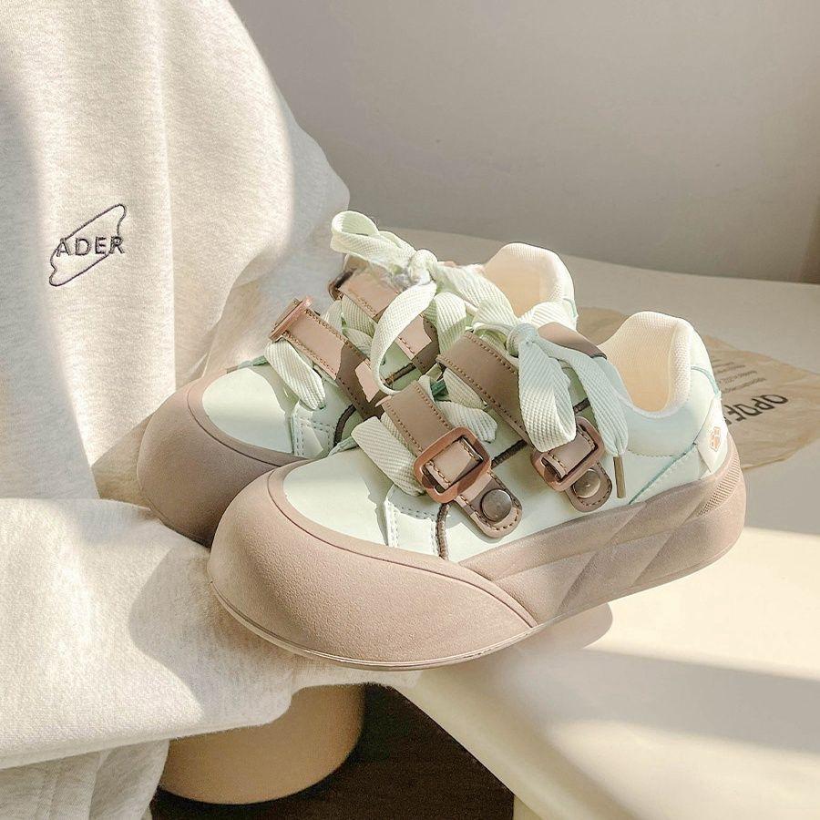 

Dopamine универсальные шикарные туфли женские 2025 новые весенние туфли на платформе белые туфли студенческие повседневные туфли для женщин 35 мятный зеленый