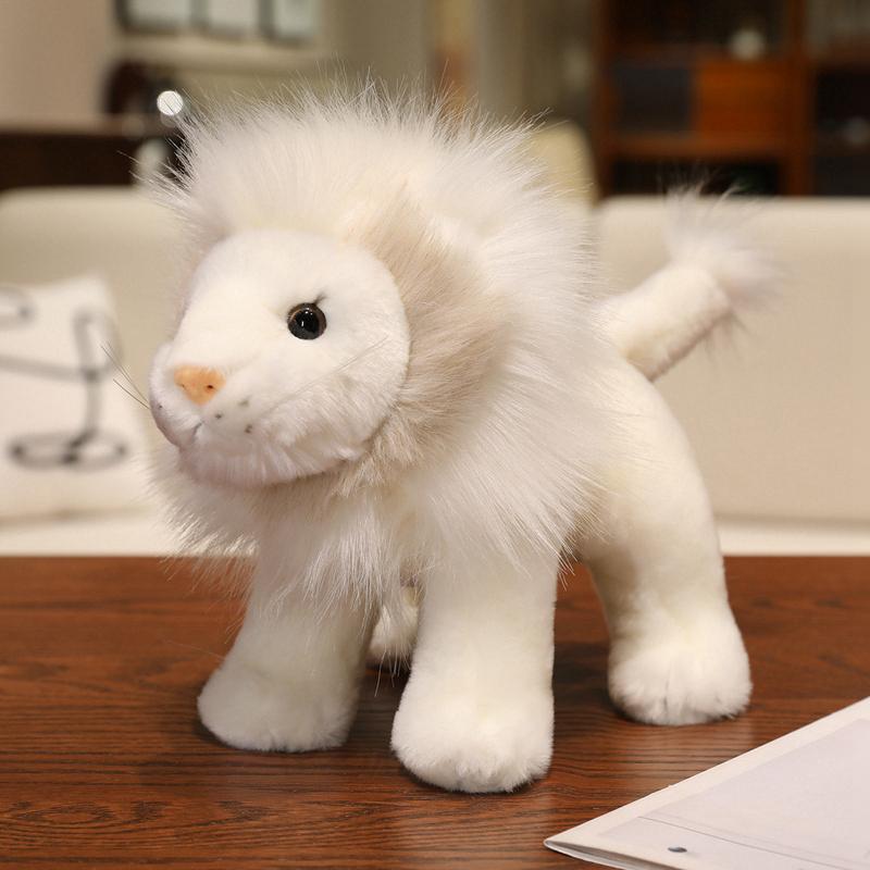 

New Simulated Lion Stuffed Plush Toys Jungle Animal Brown White Lion Plushies Dolls Desktop Ornament Kids Favors Birthday Gifts 16x17cm