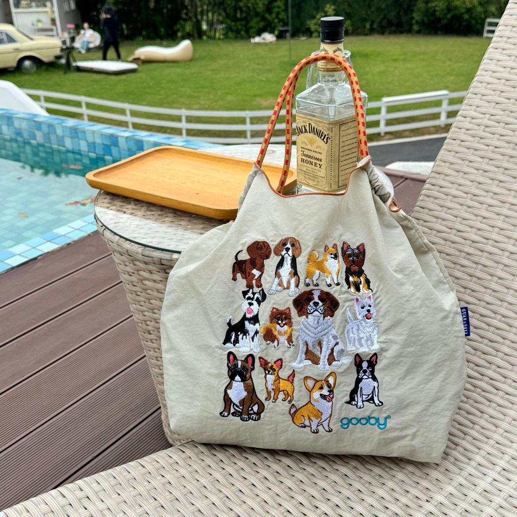 Trendy Large-Capacity Japanese-Style Nylon Embroidery Shoulder Bag for Women