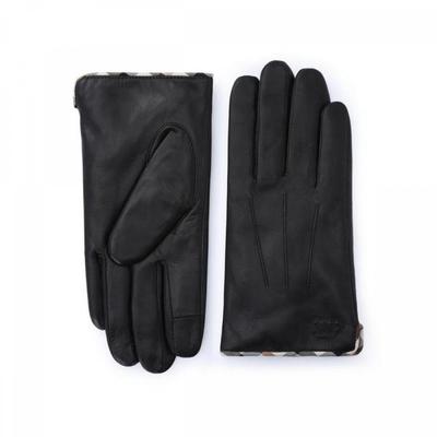 Black Check Leather Gloves Men Dcgv8f121bk