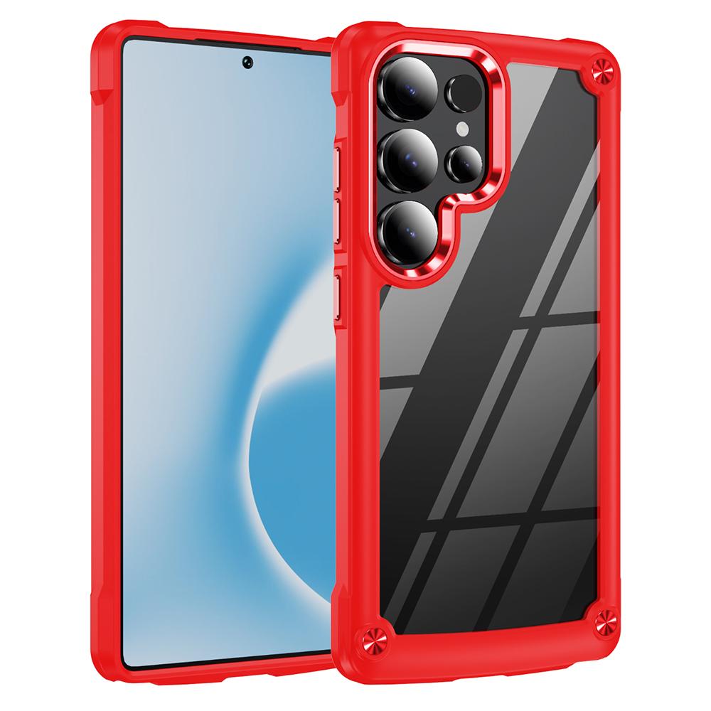 

For Samsung Galaxy S25 Ultra Case Anti-Drop Alloy Lens Frame PC+TPU Phone Cover Red