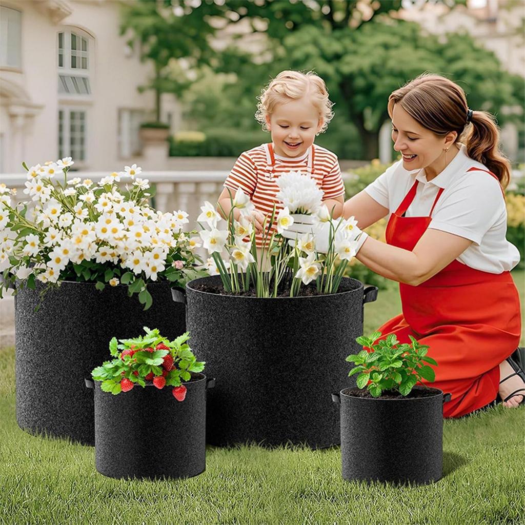 5/10/15 Gallons Plant Grow Bags 4pcs Thickened Non-Woven Fabric Pots Portable Planter Pot Growing Bag For Planting Vegetable