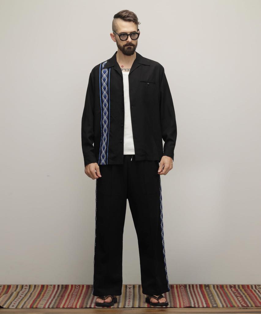 Schott NYC Braid Lyocell Long Sleeve Shirt, Men's, Size M, Black (782-4120003)