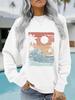 Sea View Print Women's Round Neck Long-Sleeve Hoodie