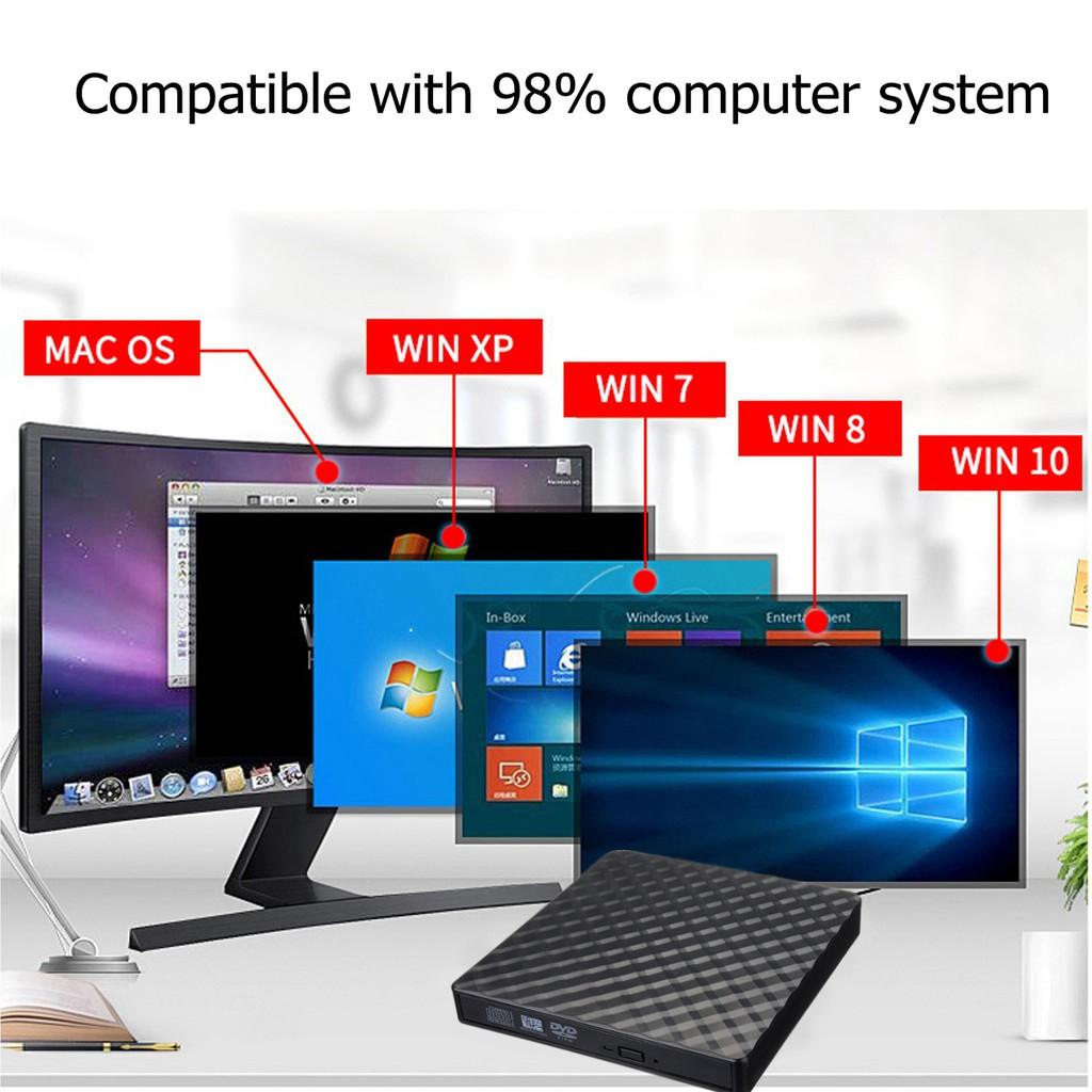 USB3.0 Portable External DVD RW CD Writer Slim Optical Drive Burner Reader Player Tray Type For PC Laptop