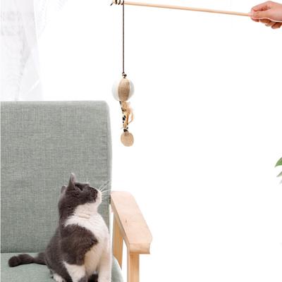 1 Pezzo Giocattoli Piuma Tira e Molla Gattino Divertente Colorato Bastoncino Bacchetta per Gatto Giocattoli in Legno per Animali Domestici Bastoncino Interattivo Articoli per Gatti