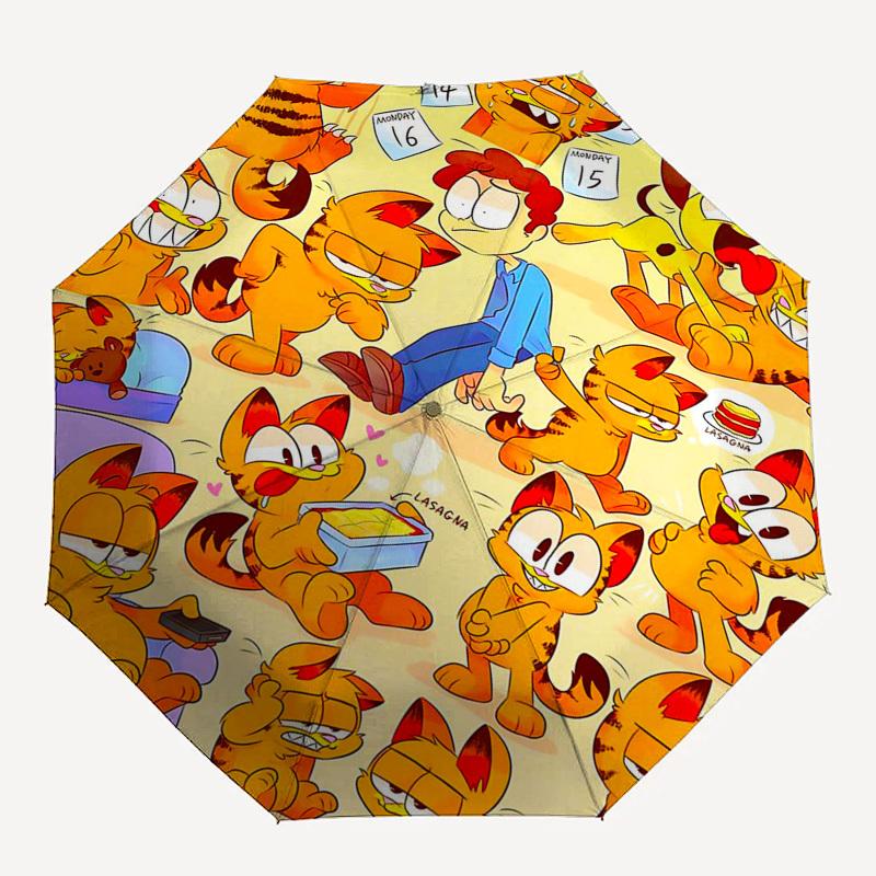 1pc Garfield Outdoor Umbrella - Automatic Opening/Closing, Portable 3-Fold Design, 8-Rib Iron Frame, Perfect Gift for Fans, Travelers, Daily Use.N015