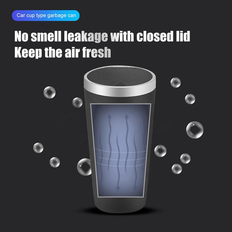 Compact Leakproof Mini Car Trash Can with Easy-Press Pop-Up Lid Durable Odor-Blocking Waterproof ABS Bin for Cup Holders Storage